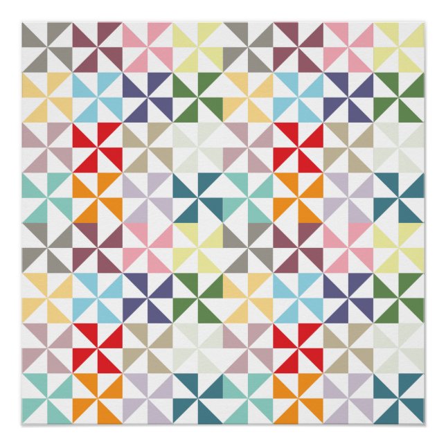 Farbenfrohe geometrische Pinwheel Poster (Vorderseite)