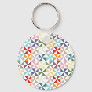 Farbenfrohe geometrische Pinwheel Schlüsselanhänger
