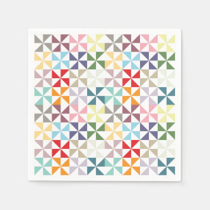 Farbenfrohe geometrische Pinwheel Serviette