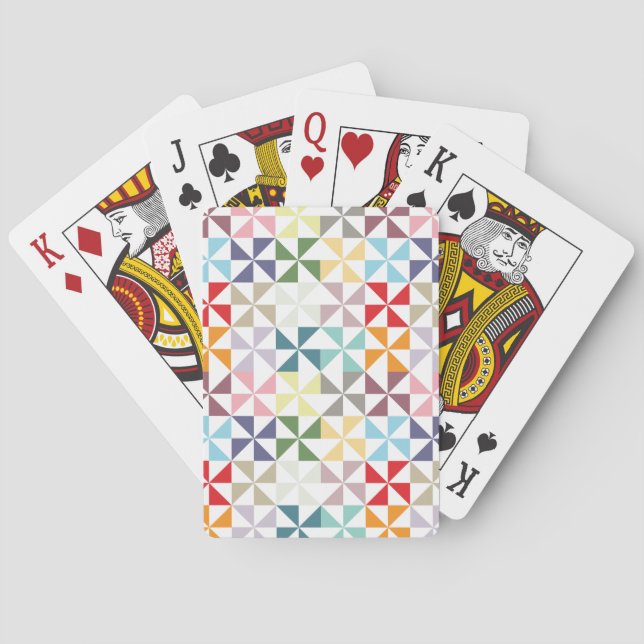 Farbenfrohe geometrische Pinwheel Spielkarten (Rückseite)