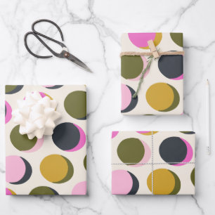 Farbenfrohe geometrische Punktmuster für Retro, gr Geschenkpapier Set