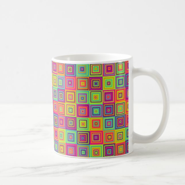 Farbenfrohe geometrische Quadrate Kaffeetasse (Rechts)