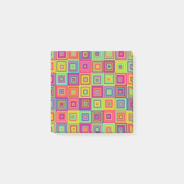 Farbenfrohe geometrische Quadrate Post-it Klebezettel (Vorderseite)