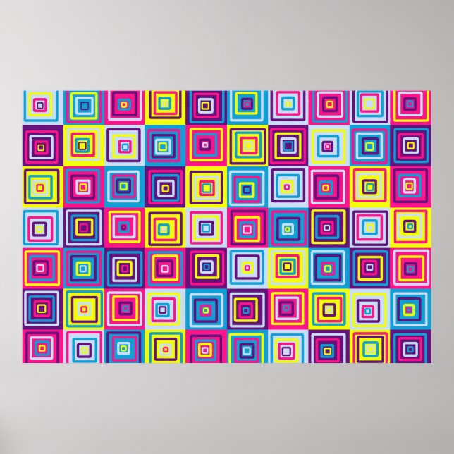Farbenfrohe geometrische Quadrate Poster (Vorne)