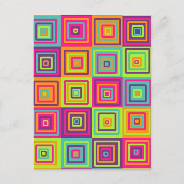 Farbenfrohe geometrische Quadrate Postkarte (Vorderseite)