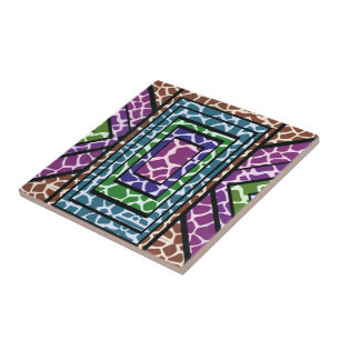 Farbenfrohe geometrische Regenbogen-Giraffe Tierdr Fliese