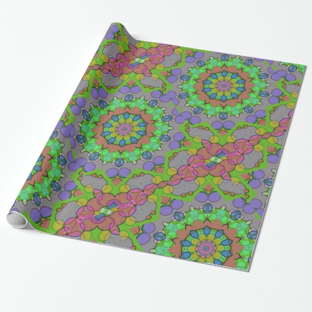 Farbenfrohe geometrische Rosa Lila grüne Weihnacht Geschenkpapier (Ungerollt)
