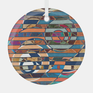 Farbenfrohe geometrische Streifen, Abstrakt Ornament Aus Glas