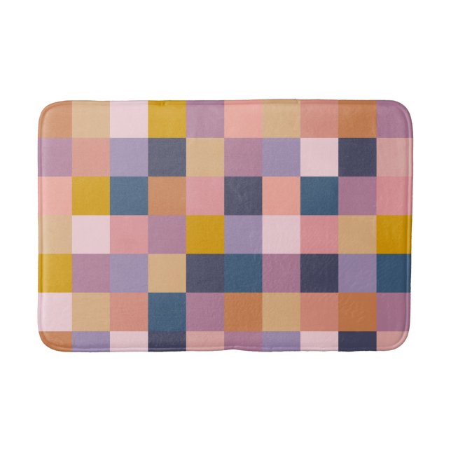 Farbenfrohe geometrische Tafel mit Lila Erde Badematte (Vorderseite)