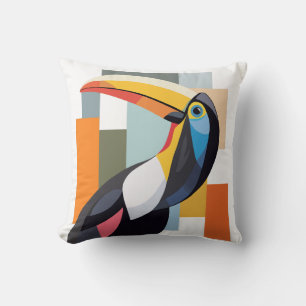 Farbenfrohe geometrische Toucan Bird Kissen