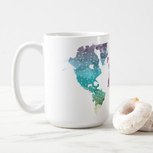 Farbenfrohe geometrische Weltkarte Kaffeetasse