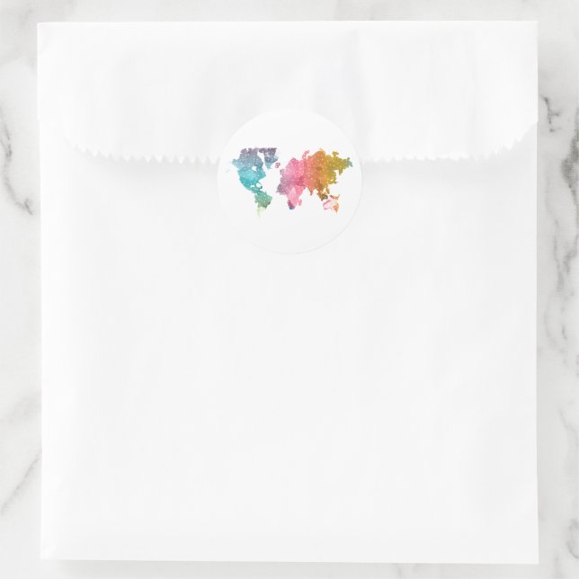 Farbenfrohe geometrische Weltkarte - Trendy Runder Aufkleber (Tasche)