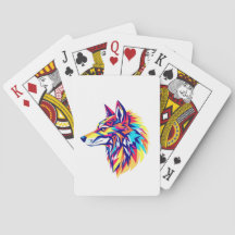 Farbenfrohe geometrische Wölfe klassische Spielkar