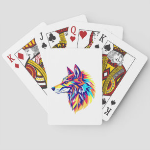 Farbenfrohe geometrische Wölfe klassische Spielkar Spielkarten