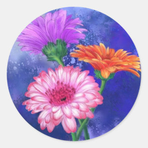 Farbenfrohe Gerberas-Geschenksticker Runder Aufkleber