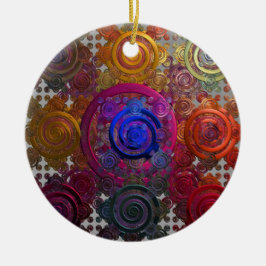 Farbenfrohe Gestaltung der Keramik von Rundplatten Ornament