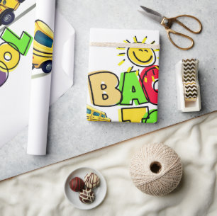 Farbenfrohe Gestaltung des Cartoon in der Schule Geschenkpapier