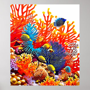 Farbenfrohe Gestaltung des Unterwasserlebens Poster