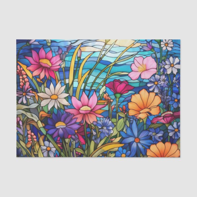 Farbenfrohe gestanzte Blume des Glaseffekts Seidenpapier (Vorderseite)