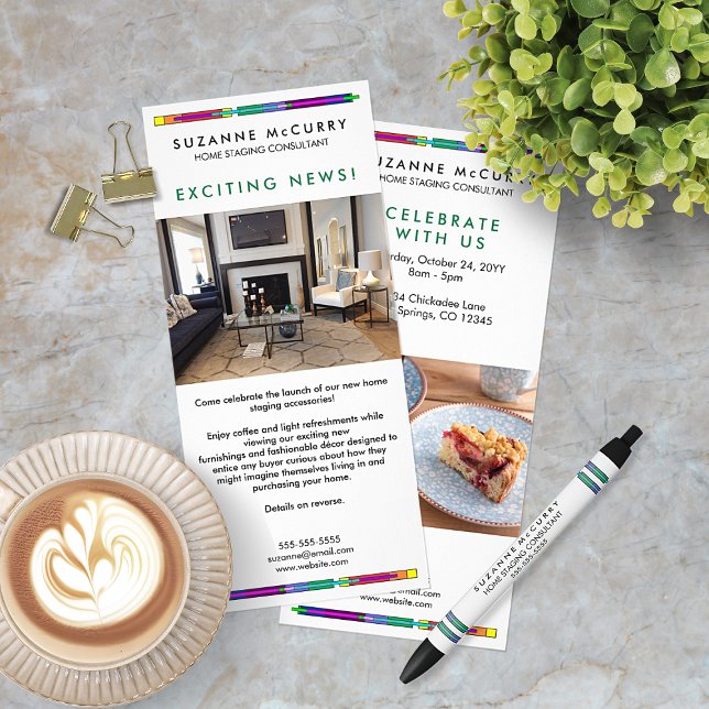 Farbenfrohe, gestanzte Glaskonstruktionen - kunden Werbekarte (Front and Back)