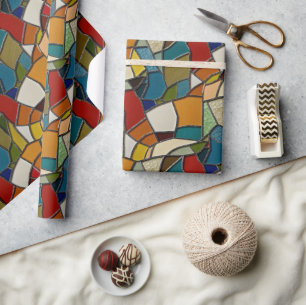 Farbenfrohe gestanzte Glasmosaikkunst Geschenkpapier