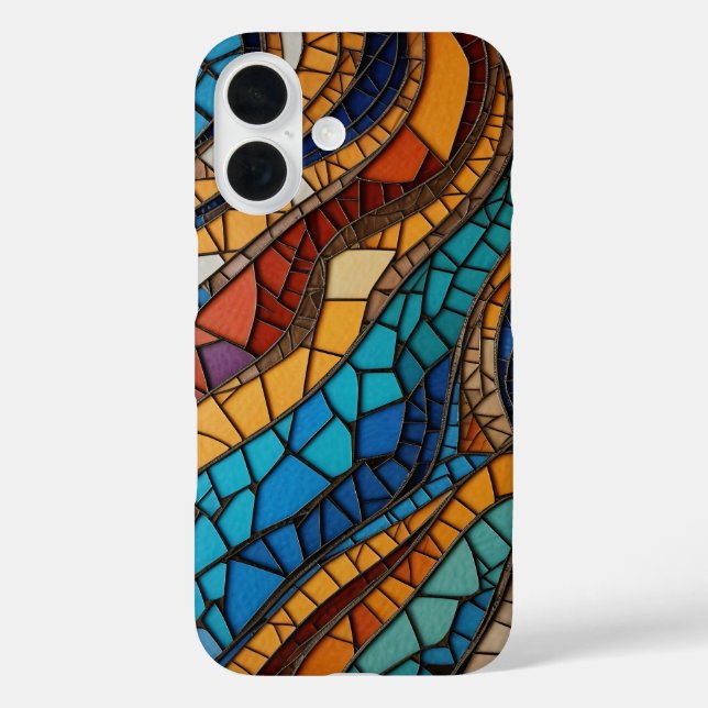 Farbenfrohe gestanzte Glasmosaikkunst iPhone 16 Hülle (Rückseite)