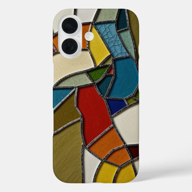 Farbenfrohe gestanzte Glasmosaikkunst iPhone 16 Hülle (Rückseite)