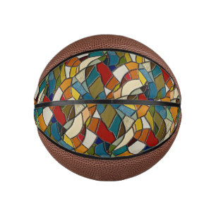 Farbenfrohe gestanzte Glasmosaikkunst Mini Basketball