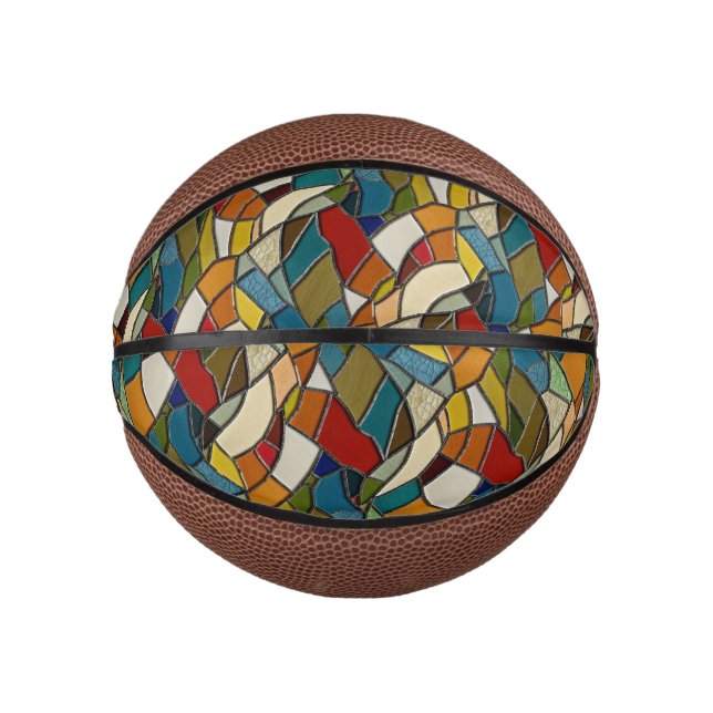 Farbenfrohe gestanzte Glasmosaikkunst Mini Basketball (Vorderseite)