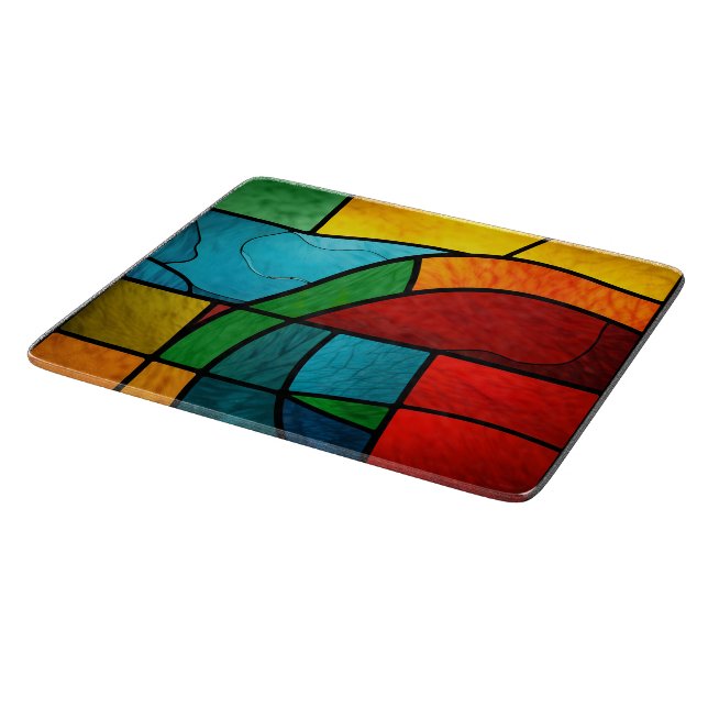 Farbenfrohe gestanzte Glasmosaikkunst Schneidebrett (Ecke)