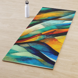 Farbenfrohe gestanzte Glasmosaikkunst Yogamatte