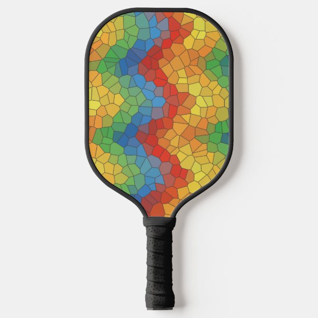 Farbenfrohe gestanzte Glasstreifen Pickleball Schläger (Vorderseite)