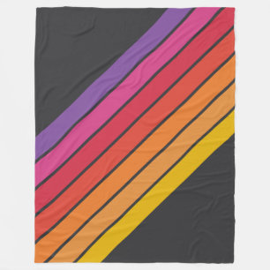 Farbenfrohe gestreifte 70er 80er Classic Retro Str Fleecedecke