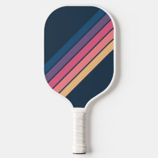 Farbenfrohe gestreifte 70er 80er Classic Retro Str Pickleball Schläger