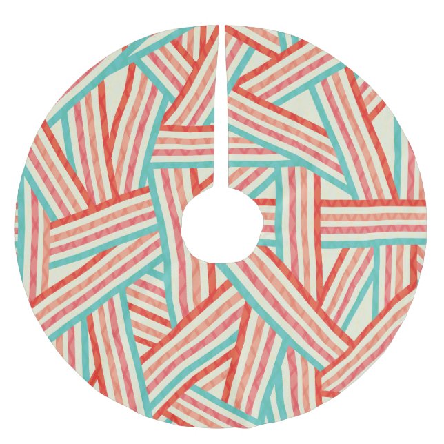 Farbenfrohe gestreifte Abstrakte Muster Polyester Weihnachtsbaumdecke (Vorderseite)