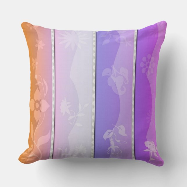 Farbenfrohe gestreifte Blumenmotive Kissen (Vorderseite)