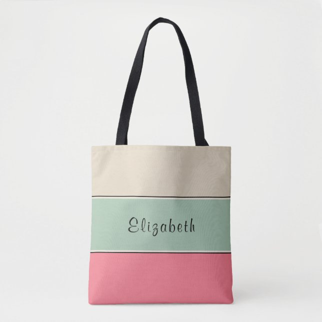 Farbenfrohe gestreifte Individuelle Name-Tasche Tasche (Vorderseite)