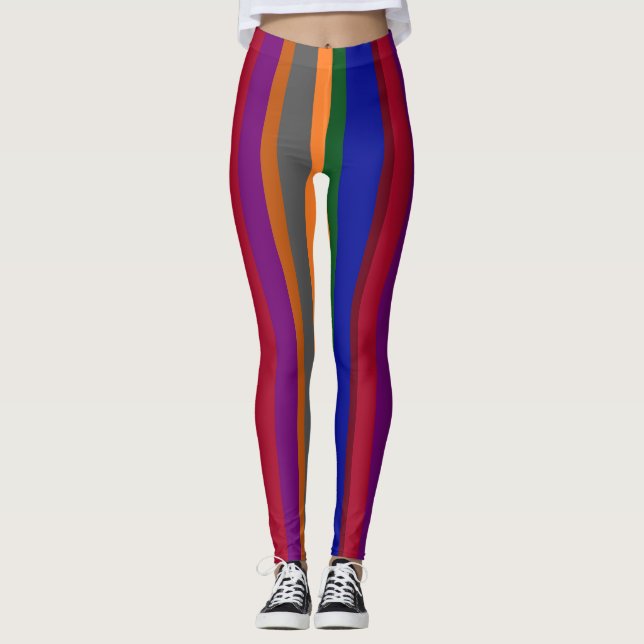 Farbenfrohe gestreifte Leggings (Vorderseite)