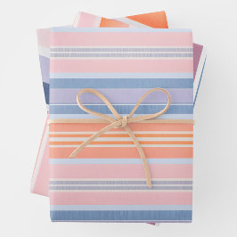 Farbenfrohe gestreifte Stoffbekleidung Papierfolie Geschenkpapier Set