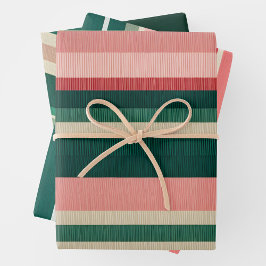 Farbenfrohe gestreifte Stoffbekleidung Papierfolie Geschenkpapier Set