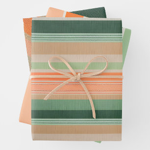 Farbenfrohe gestreifte Stoffbekleidung Papierfolie Geschenkpapier Set