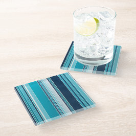 Farbenfrohe gestreifte Stoffe Art Glas Untersetzer