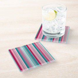 Farbenfrohe gestreifte Stoffe Art Glas Untersetzer