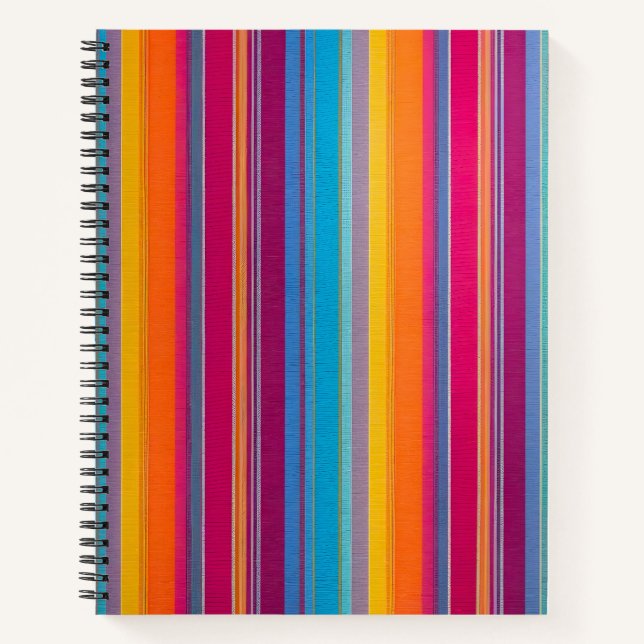 Farbenfrohe gestreifte Stoffe Art Spirale Notebook Notizbuch (Vorderseite)