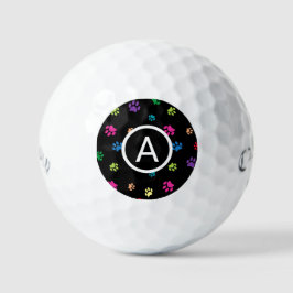 Farbenfrohe gestrichene Paw Prints Monogramm Golfball