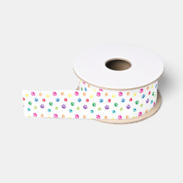 Farbenfrohe gestrichene Paw-Prints Ripsband