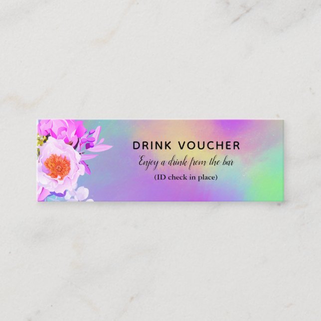 Farbenfrohe Getränke Gutscheinkarten für Bar Mini Visitenkarte (Vorderseite)