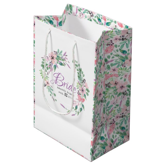 Farbenfrohe, gezauberte Blume - Text Mittlere Geschenktüte (Vorderseite Schrägansicht)