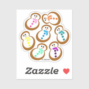 Farbenfrohe Gingerbrot Snowmen Kekse Aufkleber