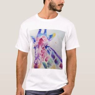 Farbenfrohe Giraffe Animal Watercolor Art Design T-Shirt